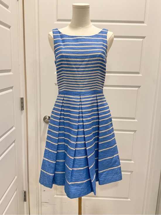Taylor Dresses & Skirts - Taylor Blue and White Striped Sleeveless Midi Dress